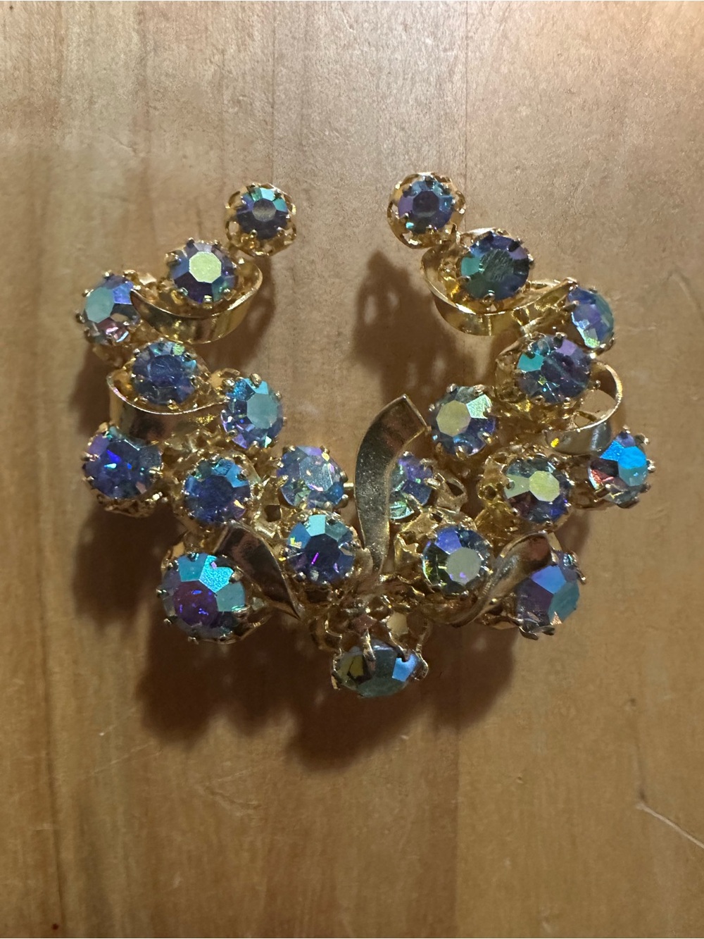 Cluster Iridescent Aurora Borealis Brooch
